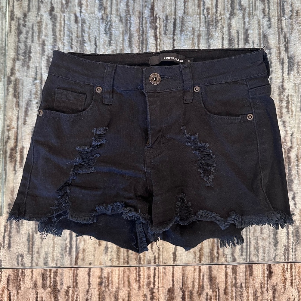 Contraband Black Denim Shorts Size 0